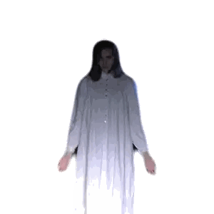 Woman In White Nightgown Standing In Darkness