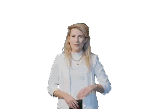 Woman in White Shirt and White Jacket Smiles
