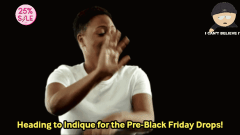 Woman In White Shirt Heading To Indice For Pre-Black Friday Drops GIF