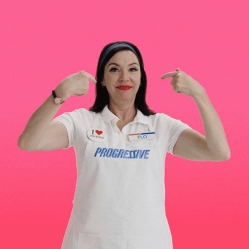 Woman in White Shirt Saying Progressive