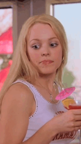 Woman In White Tank Top Holding Drink GIF