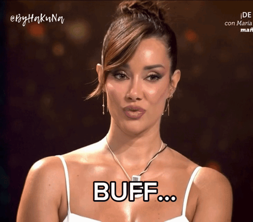 Woman in White Tank Top Saying Buff