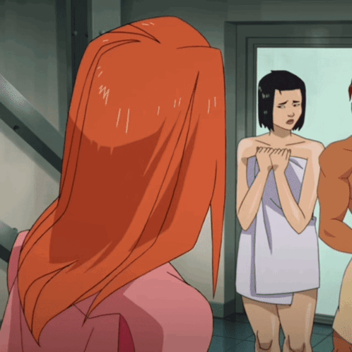 Woman In White Towel Next To Man GIF