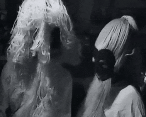 Woman in White Wig Black and White