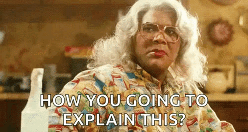 Woman in Wig and Glasses Asking How You Going to Explain This