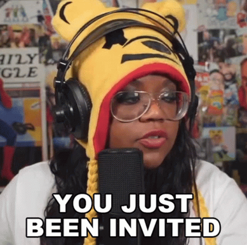Woman in Winnie the Pooh Hat Headphones Says You Just Been Invited