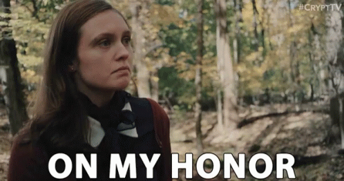 Woman in Woods With On My Honor