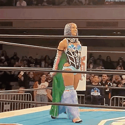 Woman in Wrestling Ring With Crowd