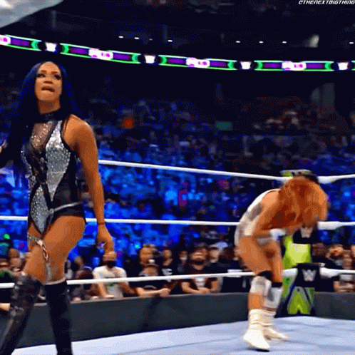 Woman In Wrestling Ring With Crowd GIF