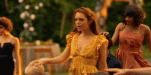 Woman In Yellow Dress Dancing GIF