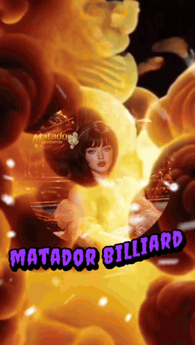 Woman in Yellow Dress Surrounded by Flames Matador Billard