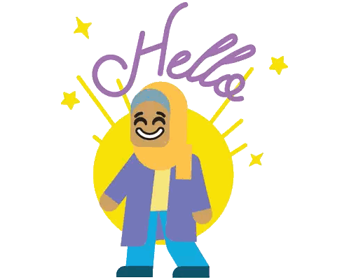 Woman in Yellow Hijab Saying Hello