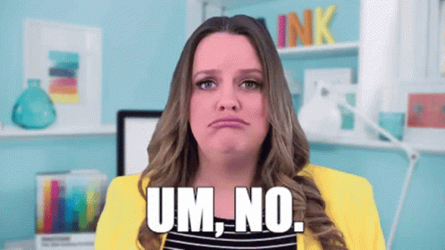 Woman in Yellow Jacket Saying Um No