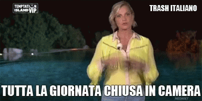 Woman In Yellow Shirt At Pool Trash Italiano GIF