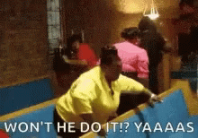 Woman in Yellow Shirt Dancing Yaaas