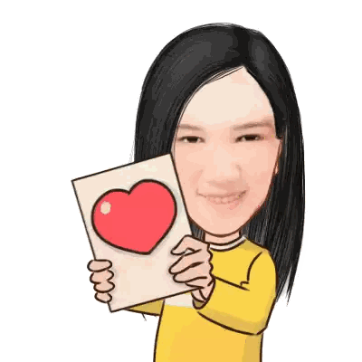 Woman in Yellow Shirt Holding Paper With Red Heart