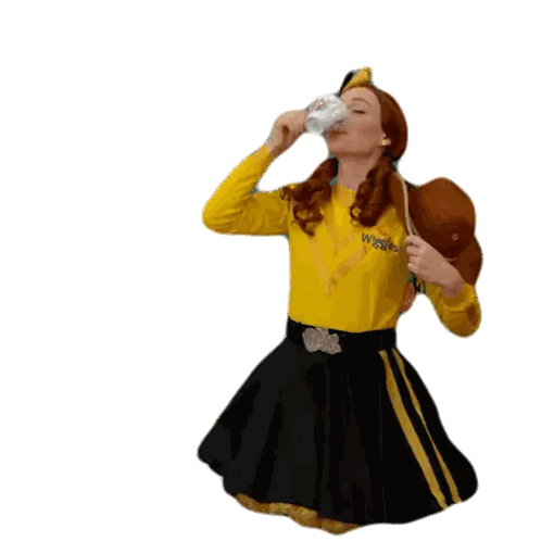 Woman In Yellow Shirt Saying Wiggles