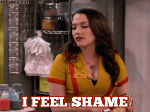 Woman In Yellow Shirt Says I Feel Shame GIF