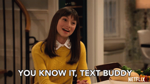 Woman in Yellow Sweater Saying You Know It Buddy
