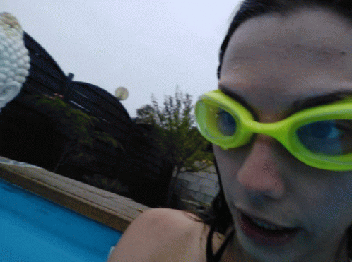 Woman In Yellow Swim Goggles GIF