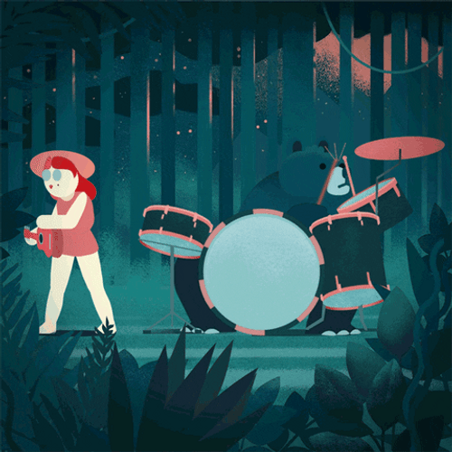 Woman Jamming With The Bear Rock And Roll GIF