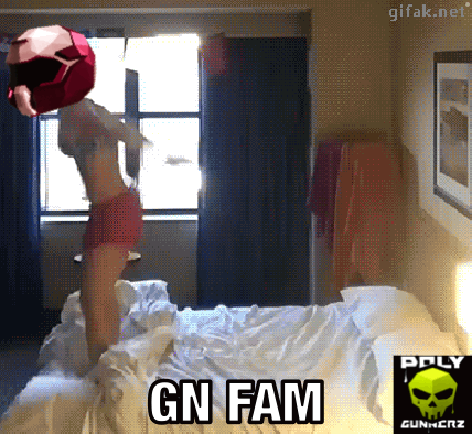 Woman Jumping on Bed Gn Fam