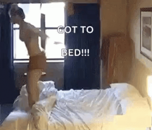 Woman Jumping On Bed Got To Bed GIF