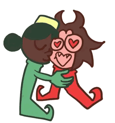Woman Kissing Cartoon Character