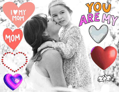 Woman Kissing Girl With Mom Heart GIF