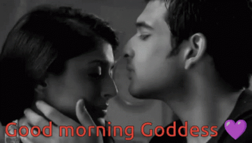 Woman Kissing Man Good Morning Baby GIF