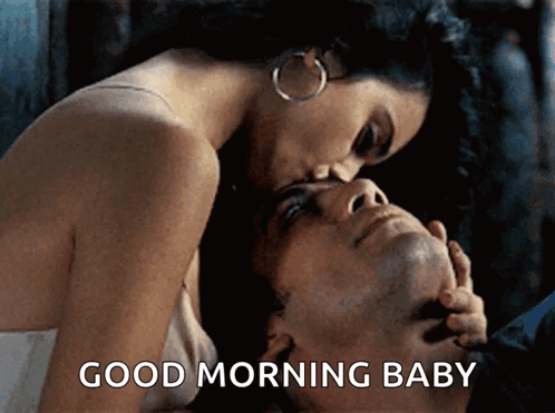 Woman Kissing Man Saying Good Morning Baby GIF