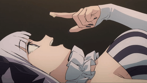 Woman Laying Down With Hand Pointing at Face
