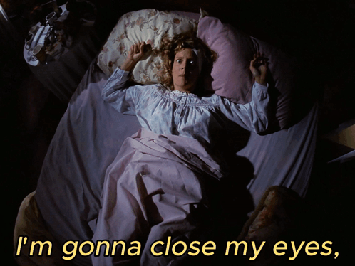 Woman Laying In Bed Saying I'm Gonna Close My Eyes GIF