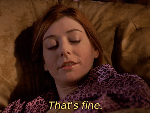 Woman Laying on Couch Saying I Don't Need to Be Snugged