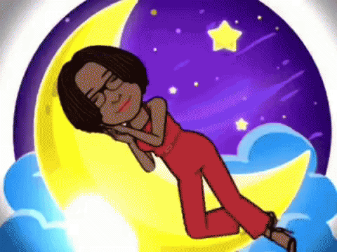 Woman Laying On Crescent Moon GIF