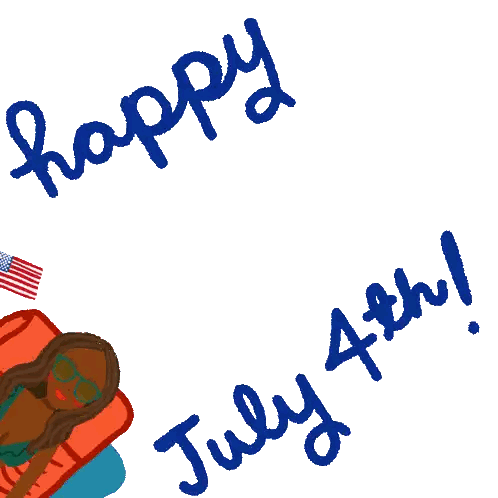 Woman Laying On Raft With Happy July 4th