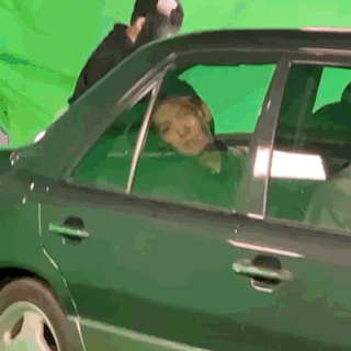 Woman Leaning Out of Car Window