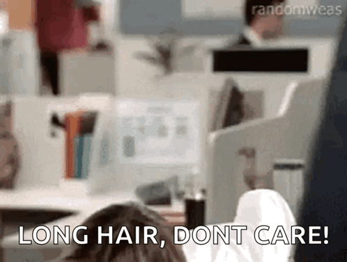 Woman Legs Crossed Saying Long Hair Don't Care