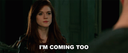 Woman Looking at Man Saying Im Coming Too