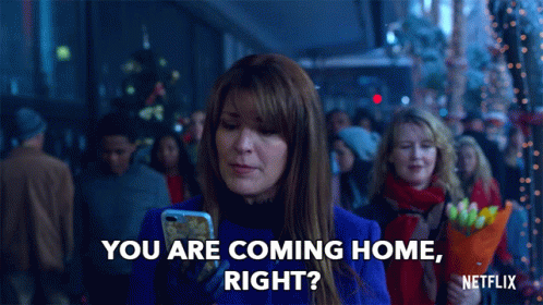 Woman Looking At Phone Saying You Are Coming Home Right GIF