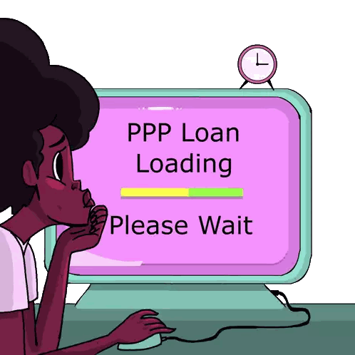 Woman Looking at PPP Loan Loading Screen