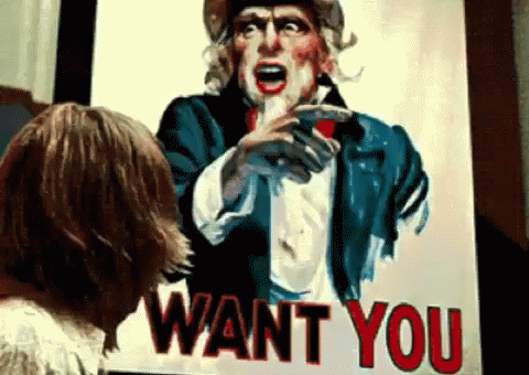 Woman Looking at Uncle Sam Want You Painting