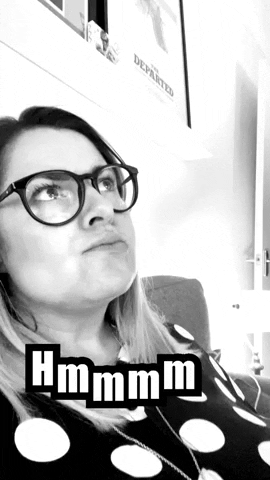 Woman Looking Up Hmmmm GIF