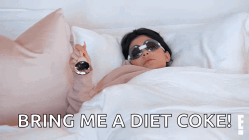 Woman Lying in Bed Next to Pig Wearing Sunglasses Bring Me Diet Coke