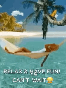 Woman Lying in Hammock on Beach