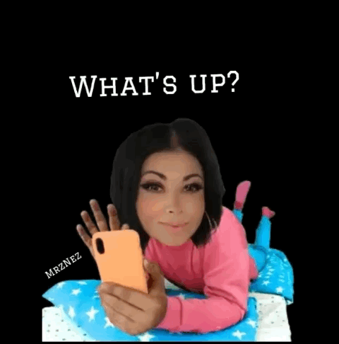 Woman Lying on Bed Holding Phone What Up