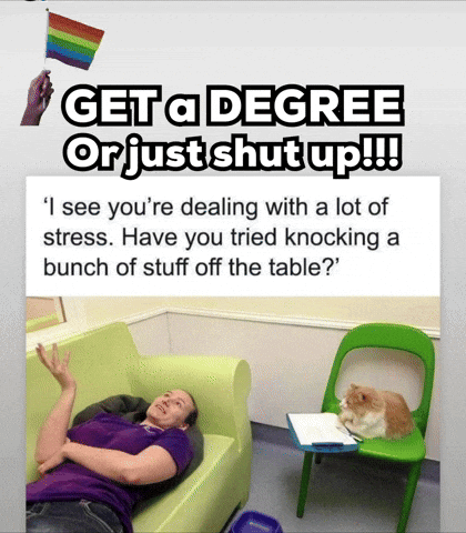 Woman Lying on Couch Get a Degree or Shut Up