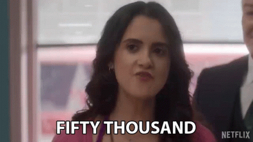 Woman Making Face Saying Fifty Thousand GIF