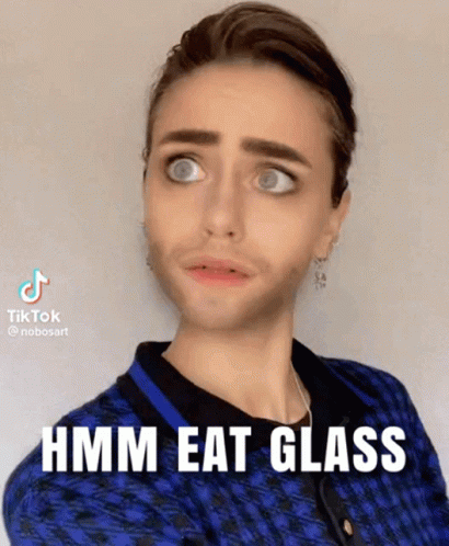 Woman Making Funny Face Hmm Eat Glass