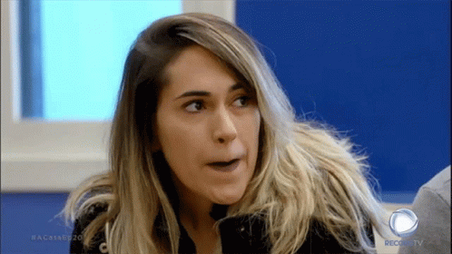 Woman Making Funny Face In Front Of Recco TV GIF
